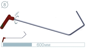 Крючок дверной (окончание плоская лопатка, 600 мм) 09010 A