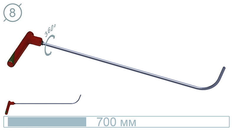 Крючок дверной (окончание плоская лопатка, 700 мм) 09001 A
