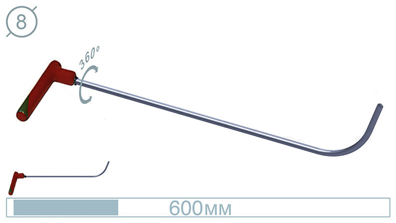 Крючок дверной (окончание плоская лопатка, 600 мм) 09002 A