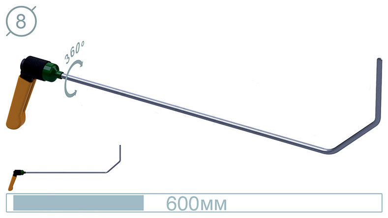 Крючок дверной с поворотной ручкой (600 мм) 09011