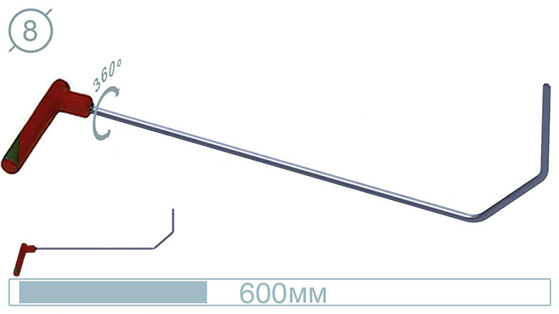 Крючок дверной (окончание плоская лопатка, 600 мм) 09011 A