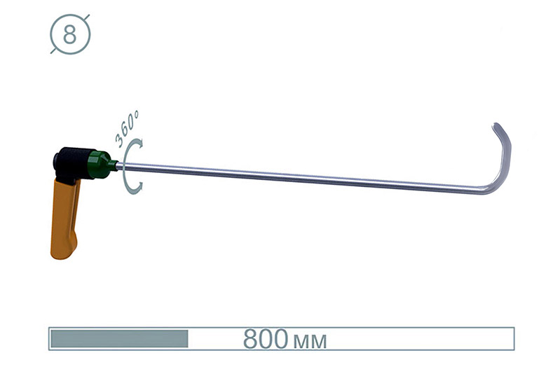 Крючок дверной с поворотной ручкой (800 мм) 09027